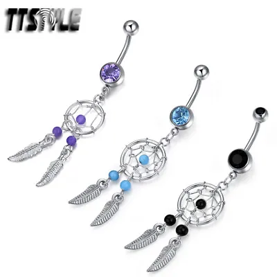 TTStyle Surgical Steel Dangle Belly Bar 3 Colours New • $9.99