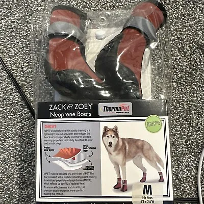 Zack & Zoey ThermaPet Neoprene Dog Boots Medium Red With Reflector Strip • $13.99