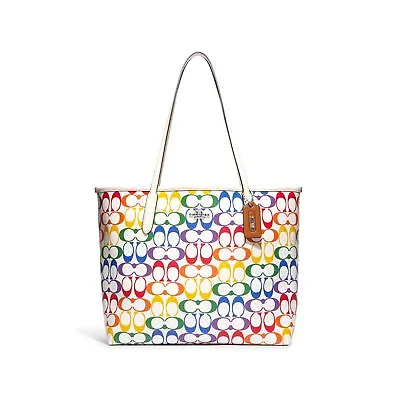 COACH City Tote In Rainbow Signature Canvas • $129.99