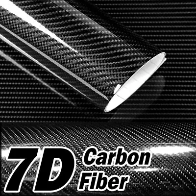 12  X 60  7D Premium Hi Gloss Black Carbon Fiber Vinyl Wrap Bubble Free Release • $9.30