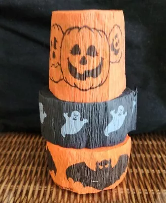 3 Vintage Halloween Crepe Paper Streamers Bats Jack O Lanterns Ghosts Unused • $29.99