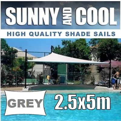 HEAVY DUTY SHADE SAIL-2.5x5M RECTANGLE IN GREY • $75