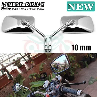 For Yamaha V Star 650 XVS650 1100 Chrome Motorcycle Rearview Side Mirrors 10mm • $23.29