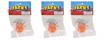 3 Sets Of Steel Metal Jacks With Rubber Super Ball Classic Kids Toy Fast Ship • $5.53