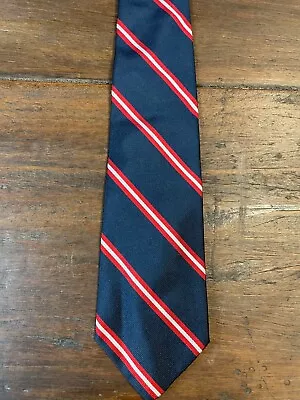 VTG Italian Tie Union Men's Tie Blue Red Striped 100% Silk Necktie Made In Italy • $8