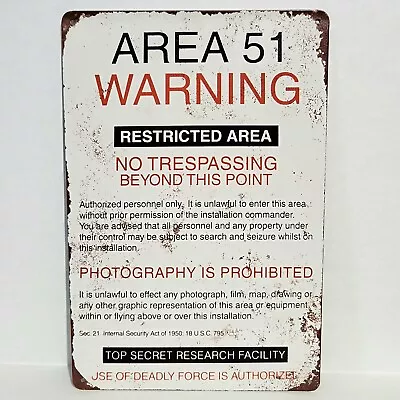 Warning Area 51 Aliens Rustic Vintage Metal Tin Signs Man Cave Garage • $12.99