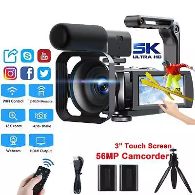 Video Camera Camcorder 5K UHD 56MP YouTube Camera WiFi IR Night Vision 16X Zoom • $148.46