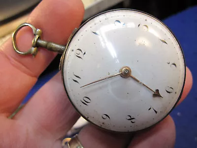 50mm Silver Verge Fusee S Abrams Sheerness Pocket Watch Ticks • $89.95