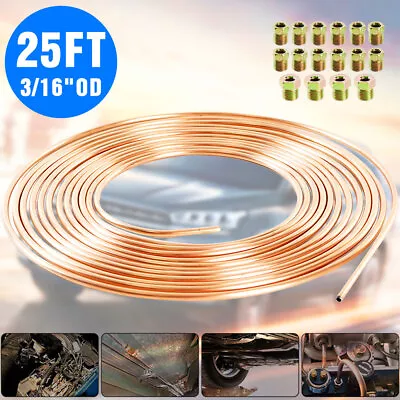 Copper Nickel Brake Line Tubing Kit 3/16 OD 25 Foot Coil Roll All Size Fittings • $14.64