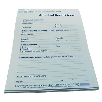 £4.99 • Buy  Accident Report Book Pad Schools/Workplace Small A5 