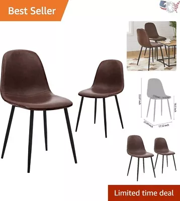 Contemporary Bucket Style Dining Chair - Metal Frame - Set Of 2 - Dark Brown • $164.99