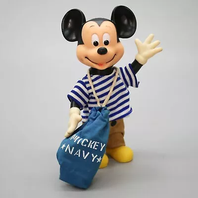 Vintage Navy Walt Disney Mickey Mouse Sailor Durham Vinyl Doll Poseable Figure • $20