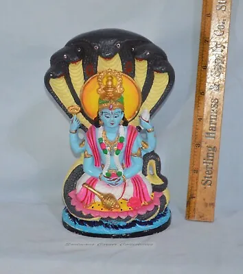 Terrific Vintage Lord Vishnu Altar Statue Hand Made Of Ganges Clay!! VTG • $84.49
