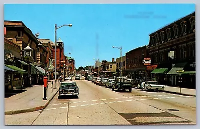 Postcard Milford MA Downtown Old Cars Storefronts • $7.95