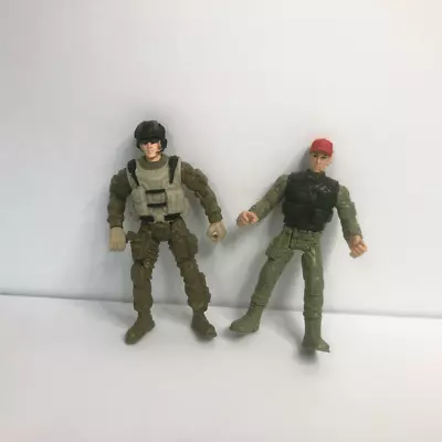 Soldier Action Figures Lot Of 2 Red Hat Black Helmet Army Marine 4 Inch Pose-abl • $12.98