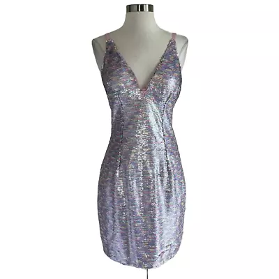 Aidan Mattox Women's Cocktail Dress Size 10 Pink Sequined Sleeveless Mini Shift • $59.99