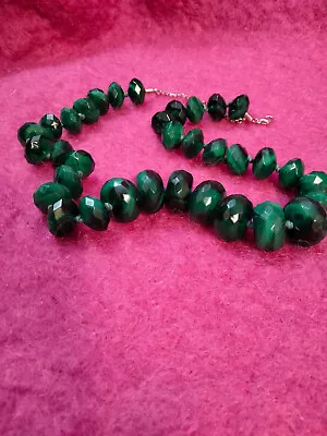 Neckless Costum Jewellery Green Beaded /Marbled Graduated Beads Jewellery • £12