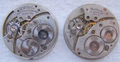 Two 12S Waltham 17J Pocket Watch Movements Only • $9.99