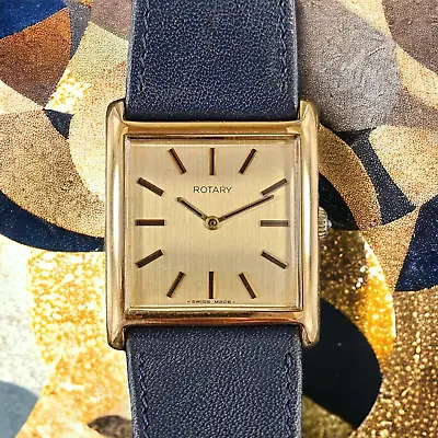 Beautiful Vintage ROTARY Tank Watch - 1970s - ETA 2512 - Gold Plated - Swiss • $299