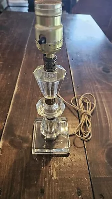 Vintage Hollywood Regency Crystal & Brass Table Lamp Candlestick Lamp • $52.99