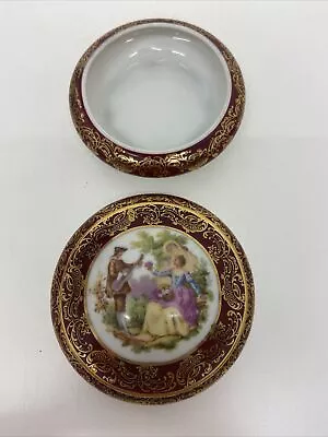 Meissner Limoges Porcelain France Fragonard Lovers Lidded Trinket Dish B36 • £11.99