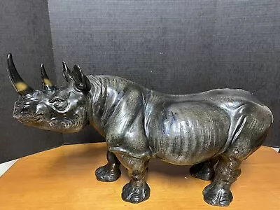 Vintage Marwal Inc Sculptural Cast Resin Rhinoceros 1970s Huge 25” Long! • $207.90