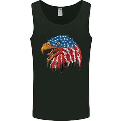 American Eagle USA Flag July 4th Mens Vest Tank Top • £11.99