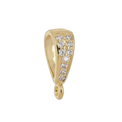 18kt Gold Plated Fine Sterling Silver CZ Pendant Connector Bail Clasp #99764 • $7.79