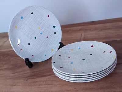 6x J&G Meakin  Donegal  Side Plates Vintage 1950s Colourful Polkadot Pattern • £39