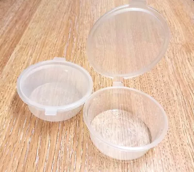 4oz Shallow  Clear Pots With Hinged Lids 100ml Reusable Recyclable Sauce Cups • £8.99