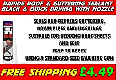 £3.95 • Buy Roof & Gutter Sealant Waterproof Silicone Cartridge All Weather Shed Felt Black