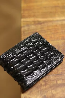 Real Genuine Alligator Crocodile Leather Back Skin Men Bifold Wallet Black • $23.99