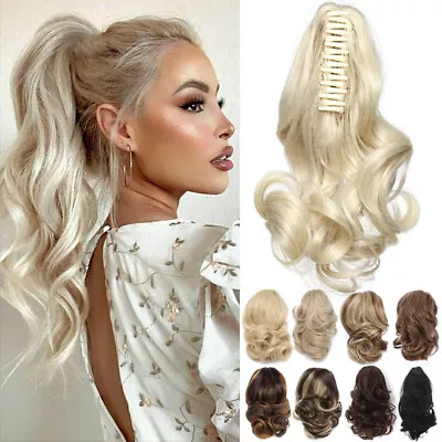 £14 • Buy 12  Claw Clip Wavy Ponytail Extensions As Human Pony Tail Hair Piece Real Thick