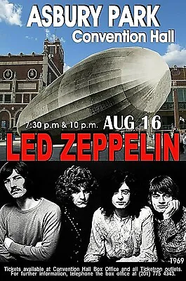 $15.95 • Buy  LED ZEPPELIN 1969  Convention Hall ASBURY PARK NJ CONCERT POSTER SIGN POSTER
