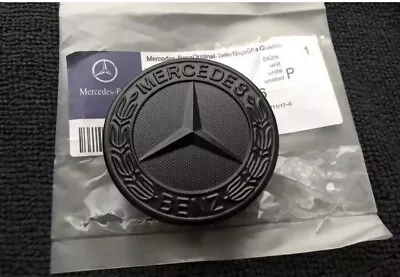 New MERCEDES BENZ SPORT BLACK BONNET BADGE - 57MM NEW C E S CLK AMG CLASS 🇬🇧 • £9.50