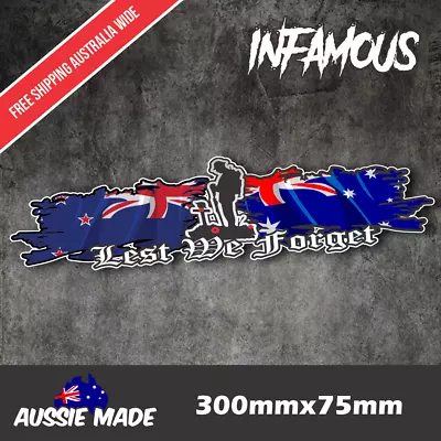 Anzac Day Sticker Lest We Forget Australian Army Car Decal Bumper 300mm Vinyl • $9.35