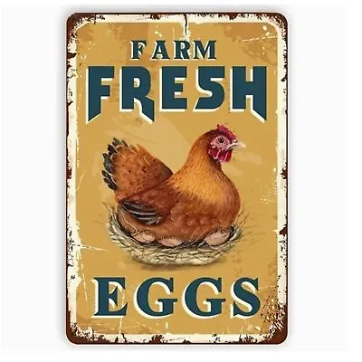 New Vintage Retro Look Farm Fresh Eggs Metal Sign 8  X 12  Farmhouse Decor • $11.44