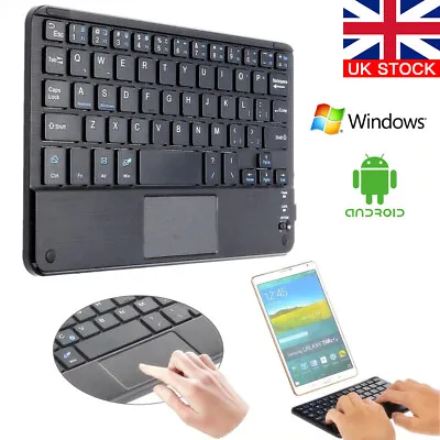 UK Wireless Bluetooth Keypad Keyboard Touchpad For Android Windows IOS Tablet PC • £14.99