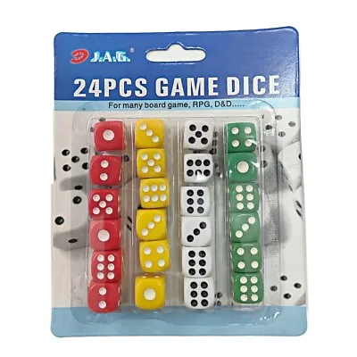 Lot Of 24pc Game Dice Six Sided 14mm Multicolors  • $7.99
