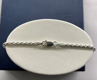 Solid 925 Sterling Silver 2MM Diamond Cut Rope Chain Bracelet - 7  And 8  Inch • $14.99