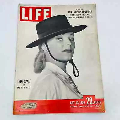 LIFE MAGAZINE July 10 1950 Miroslava The Brave Bulls Anne Lindbergh TD5 • $12