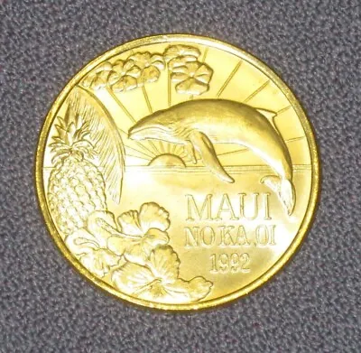 ☆ 1992 Maui Trade Dollar $1 Token Hawaii - RARE BRASS TEST COIN - Humpback Whale • $49.99