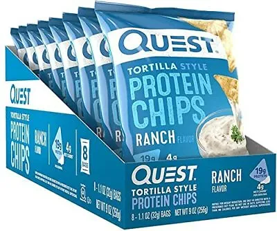 Premium Quest Nutrition Tortilla Chips Ranch 8 Box 256 G Quest Prot High Qualit • £46.79