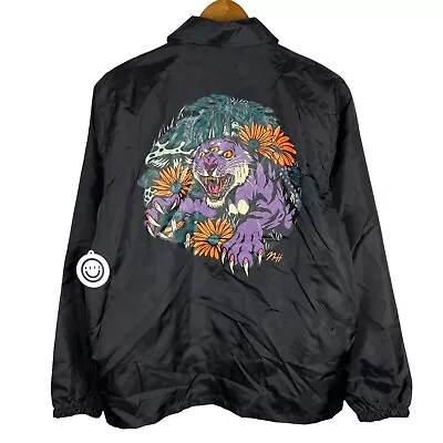 Neff Third Eye Tiger Black Nylon Button Men’s Windbreaker Jacket Sz Medium NWT • $29.11