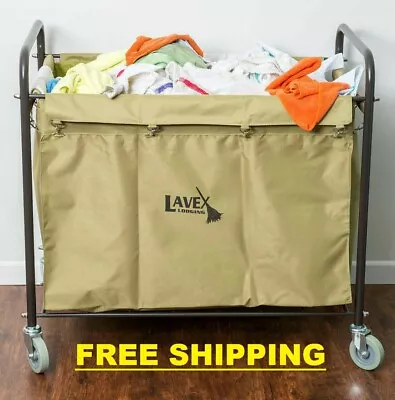 12 Bushel Metal Canvas Laundry Trash Cart Bag Handles Hotel Linen Housekeeping • $131.70