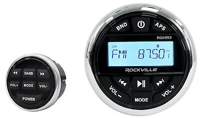 Rockville RGHR2 Marine Gauge Hole Receiver W Bluetooth USB Radio + Wired Remote • $93.51