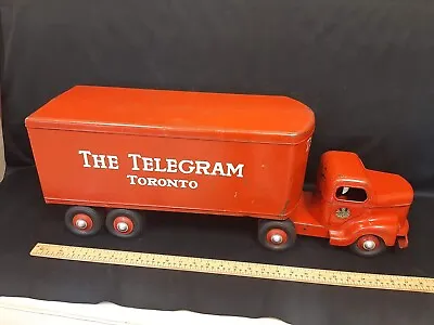 1940s MINNITOY - Toronto THE TELEGRAM - Pressed Stl Transport Truck Toy ORIGINAL • $1155.90