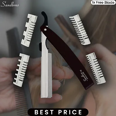 Sandbros Hair Shaper Razors 471517 Teeth Style Hairdressing Tool Dark Brown • £4.18