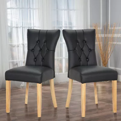 2/4PCS Faux Leather Dining Chairs Wide Wing Back Wooden Legs Home & Restaurants • £105.95