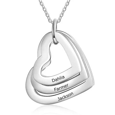 Personalized Love Heart Necklace Custom Engraved Name Jewelry Gift For Her • $9.99